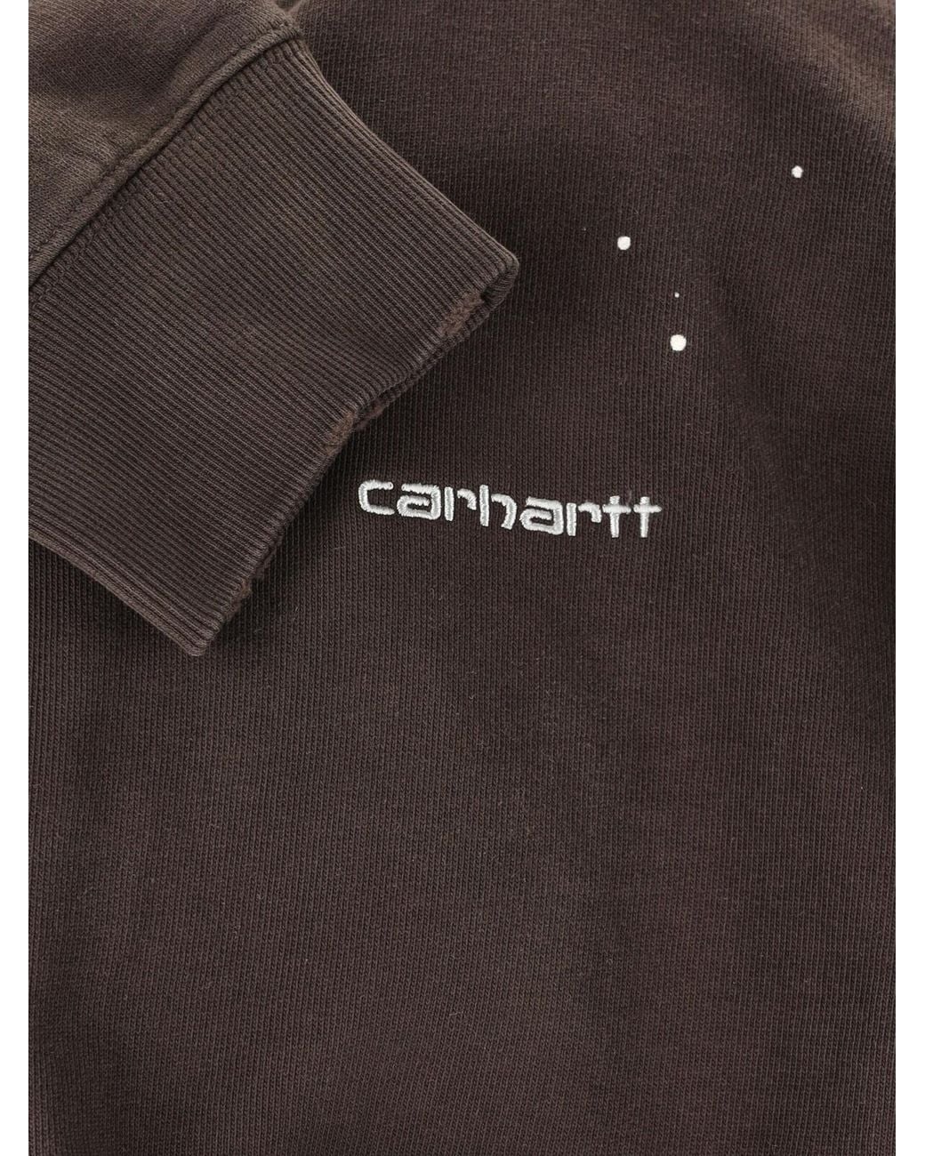 Carhartt Brown Paint-Splatter Zip-Up Hoodie for men