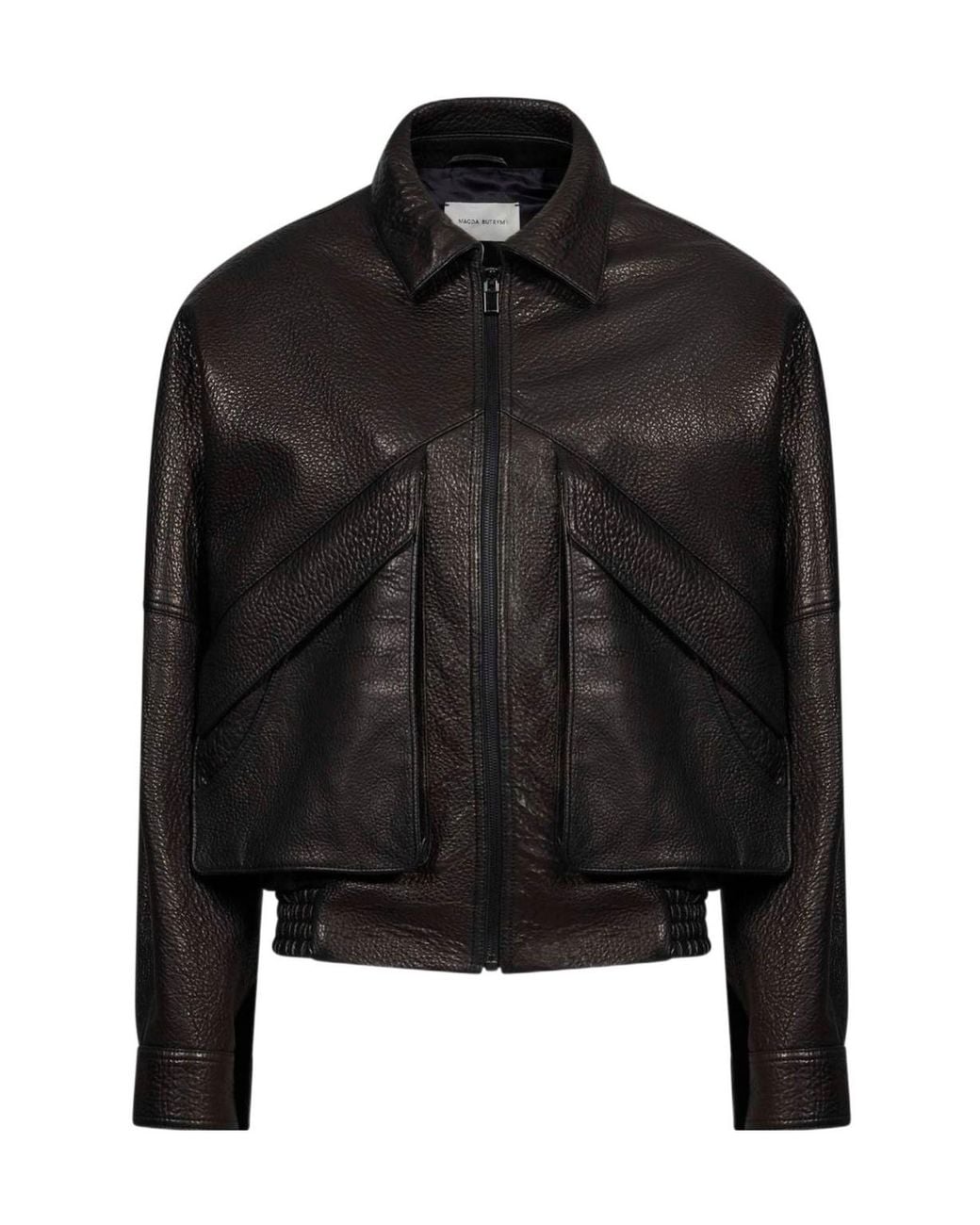 Magda Butrym Black Classic Collar Vintage Leather Jacket