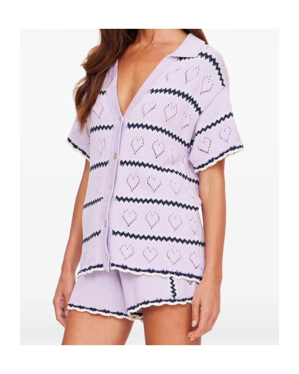 The Upside White Amara Amayah Heart Knitted Shirt