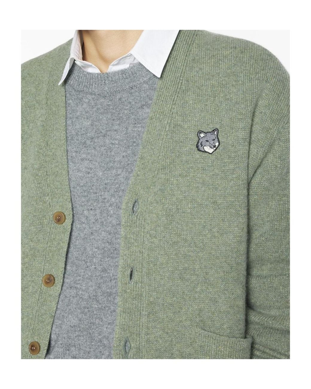 Maison Kitsuné Green Maison Kitsuné Fox Head Cardigan for men