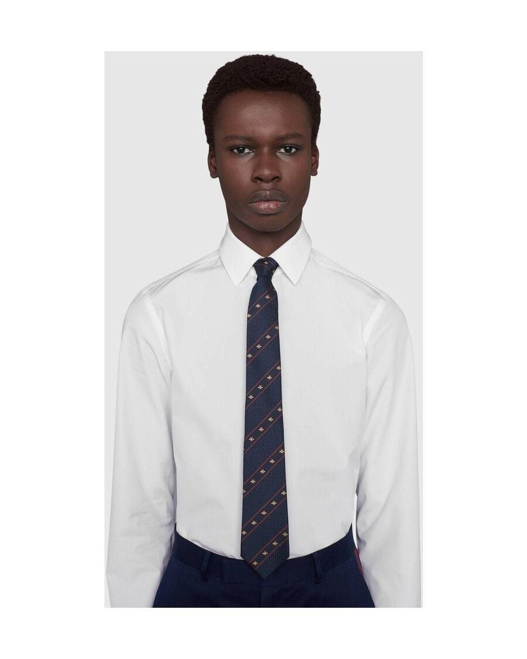 Gucci Blue Bee Motif Tie for men