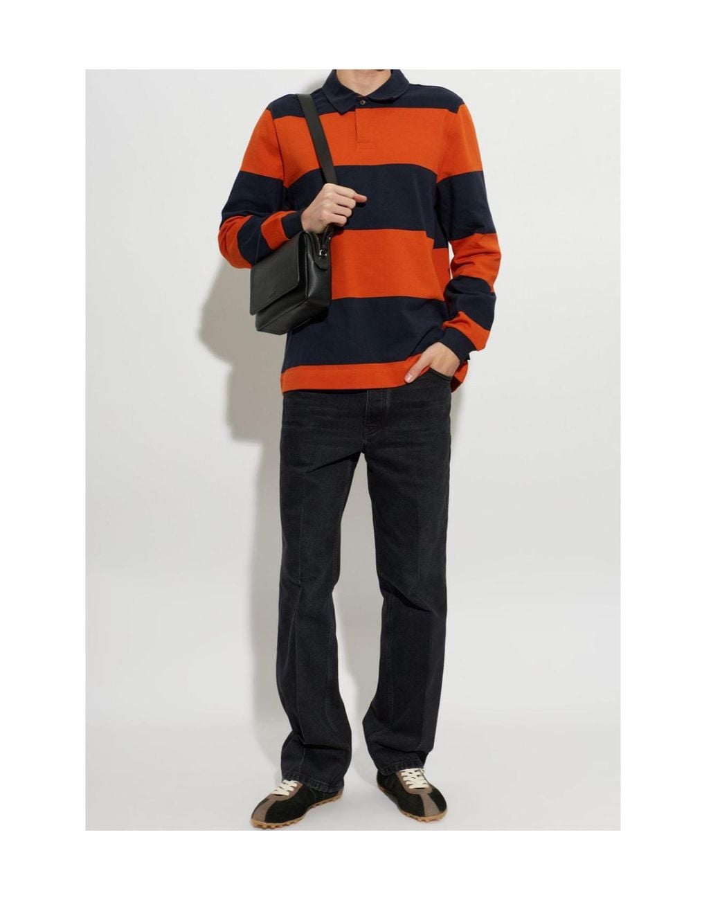 Paul Smith Orange Ps Paul Smith Striped Long-Sleeve Polo Shirt for men