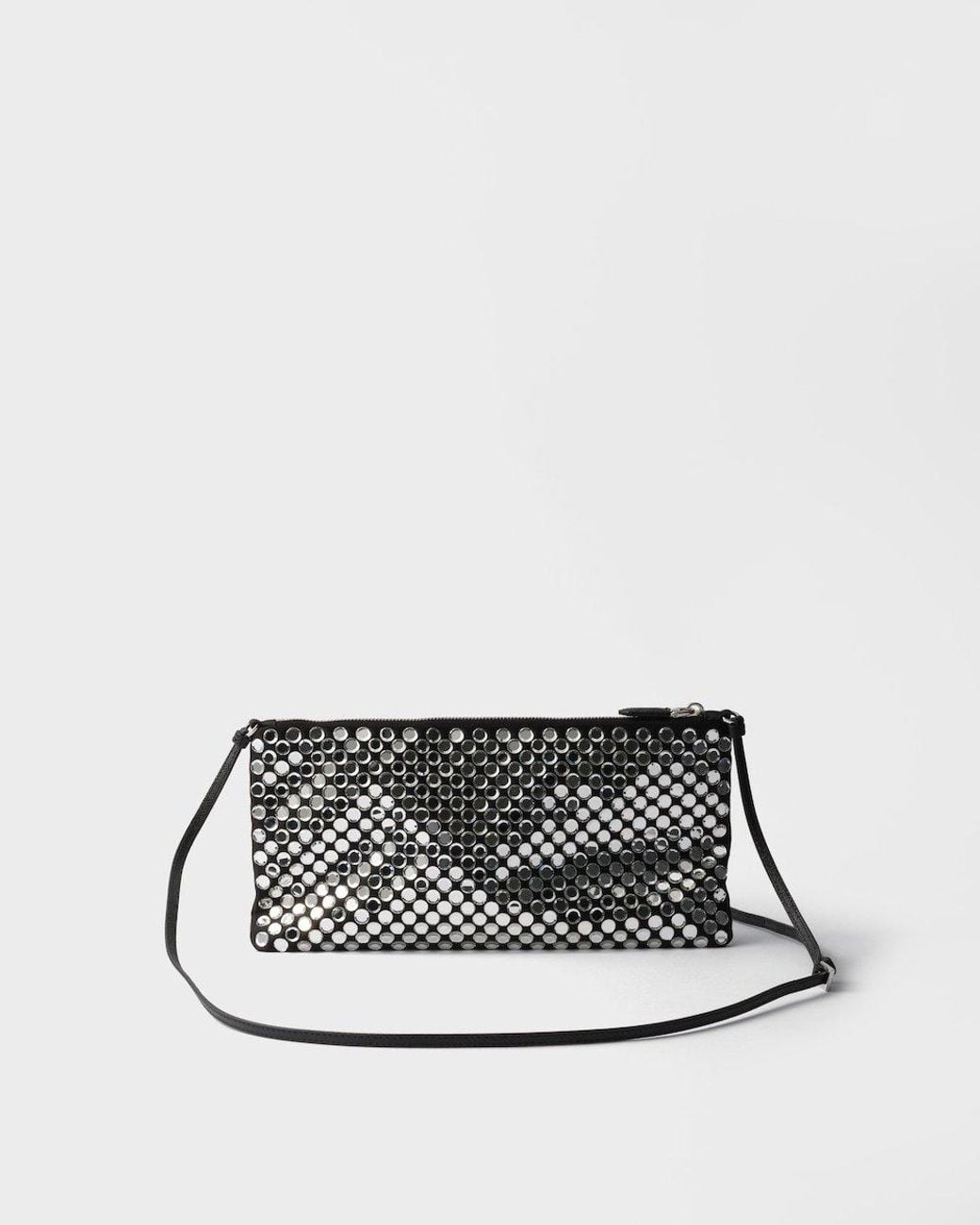 Prada Black Small Satin And Crystal Shoulder Bag