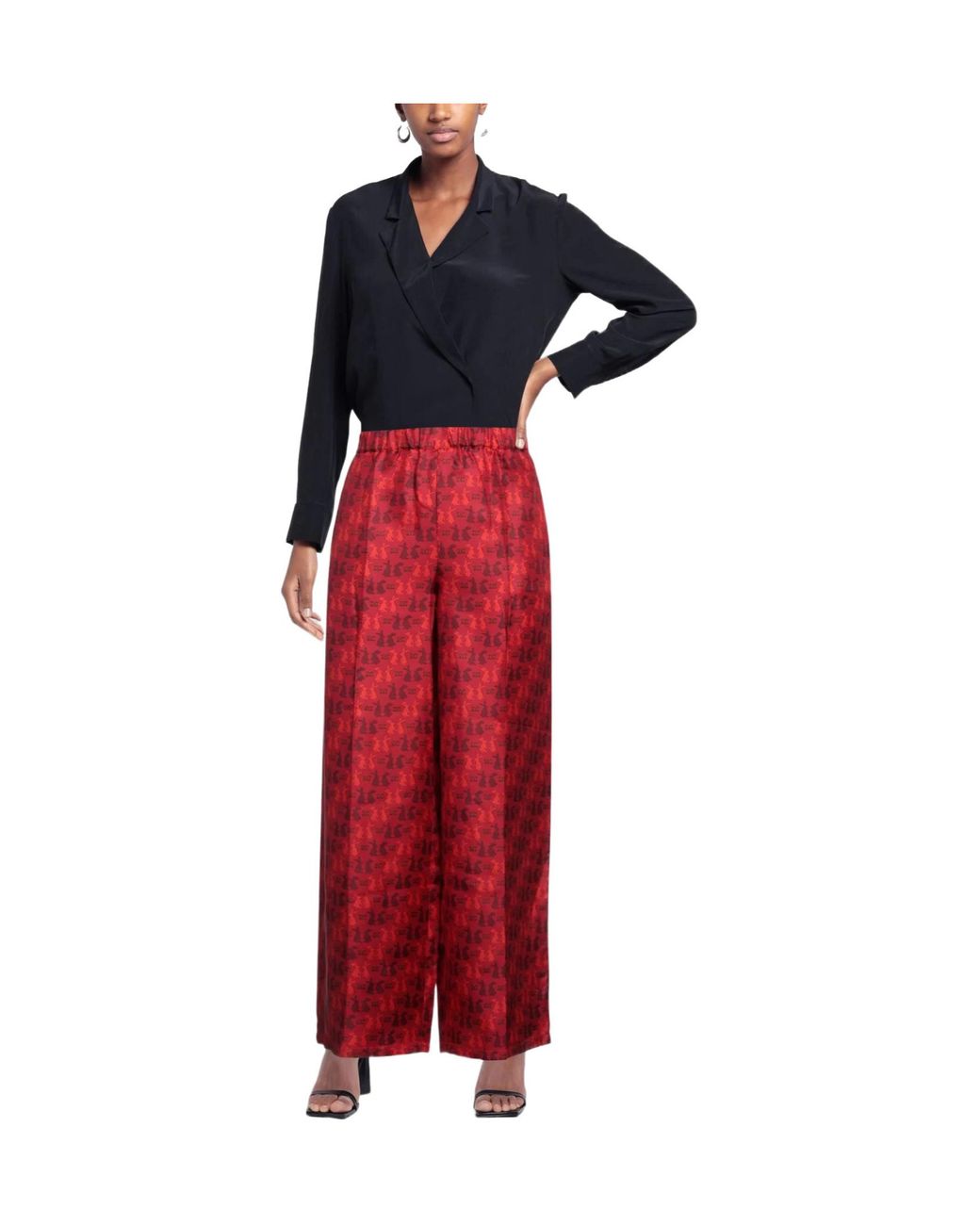 Max Mara Red Patterned Pocket Pants