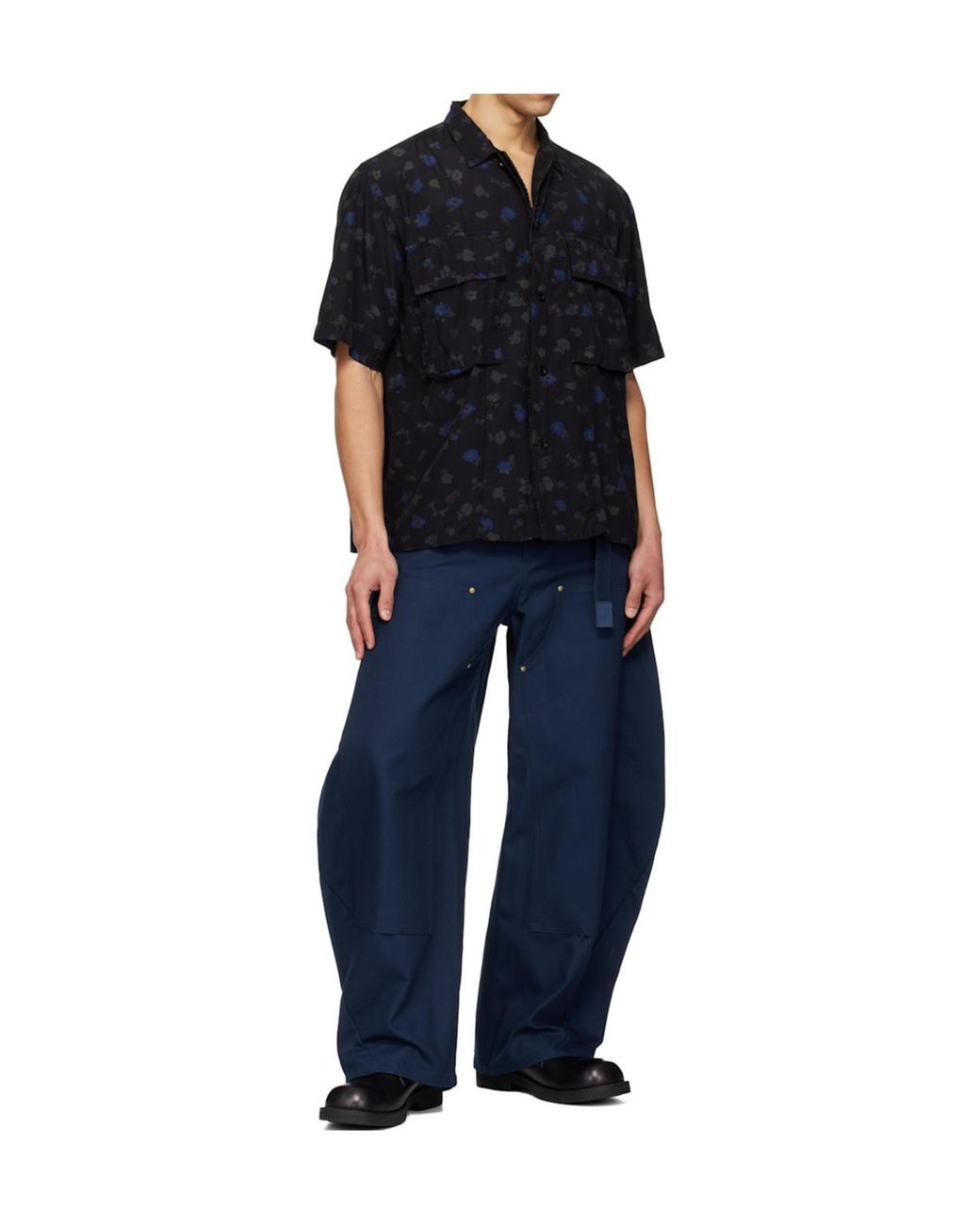 Sacai Blue Floral Print Shirt for men