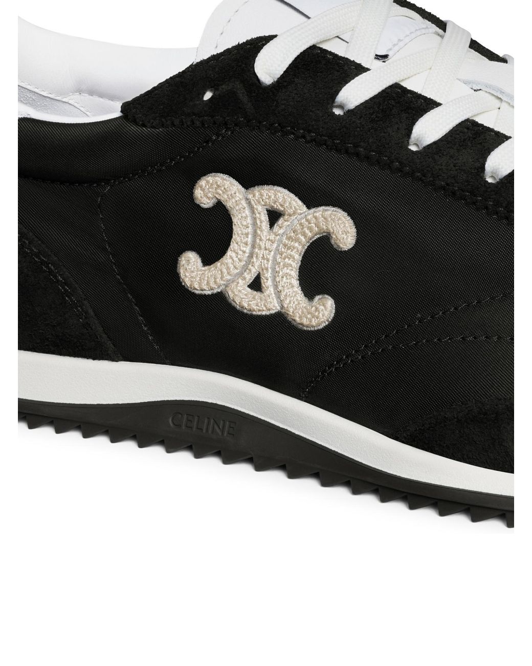 セフィリア　ホワイト2、ブラック Celine Racer Low Lace-Up Sneaker With Triomphe in Black for Men | Lyst