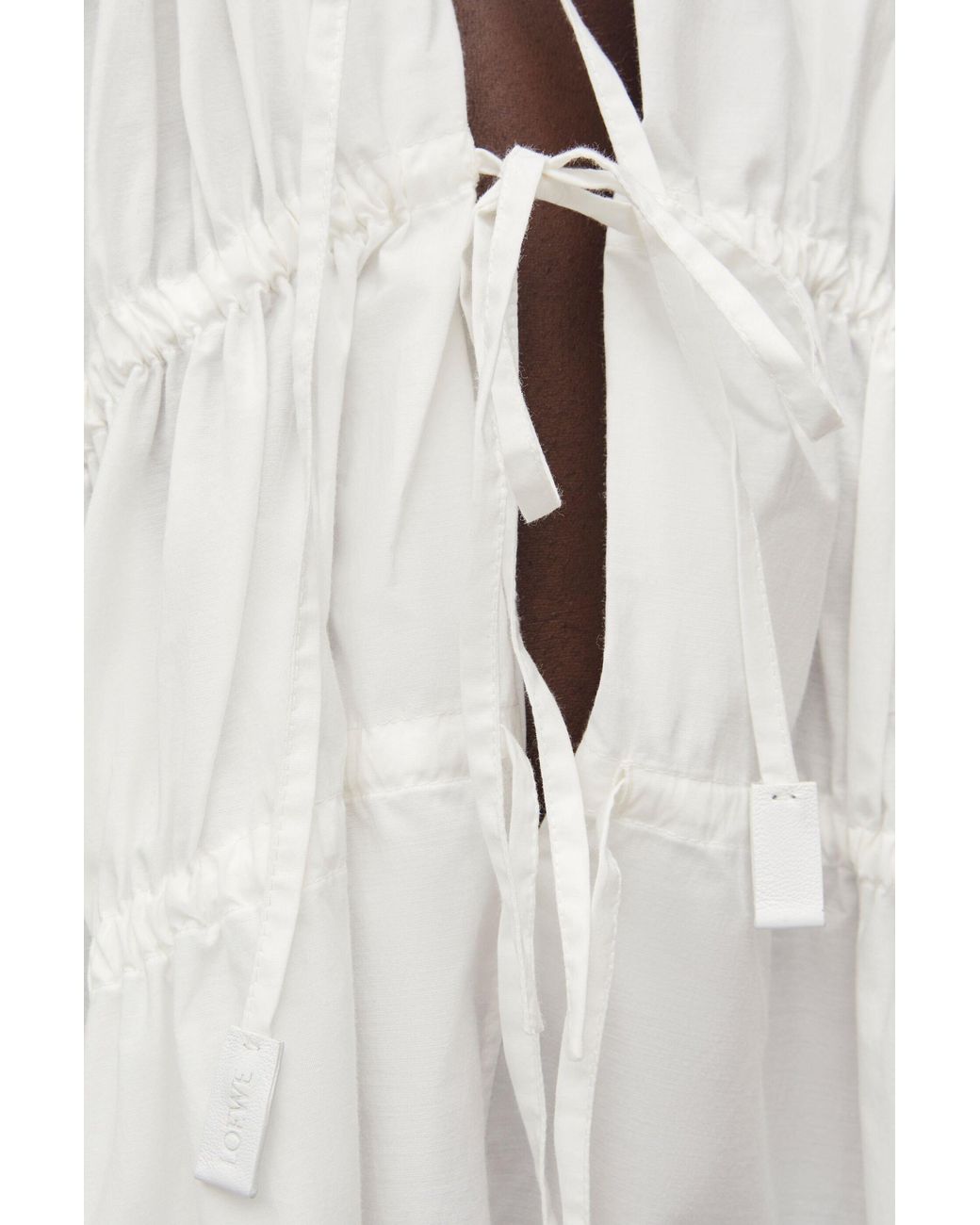 Loewe White Front-Tied Asymmetric Tunic Dress
