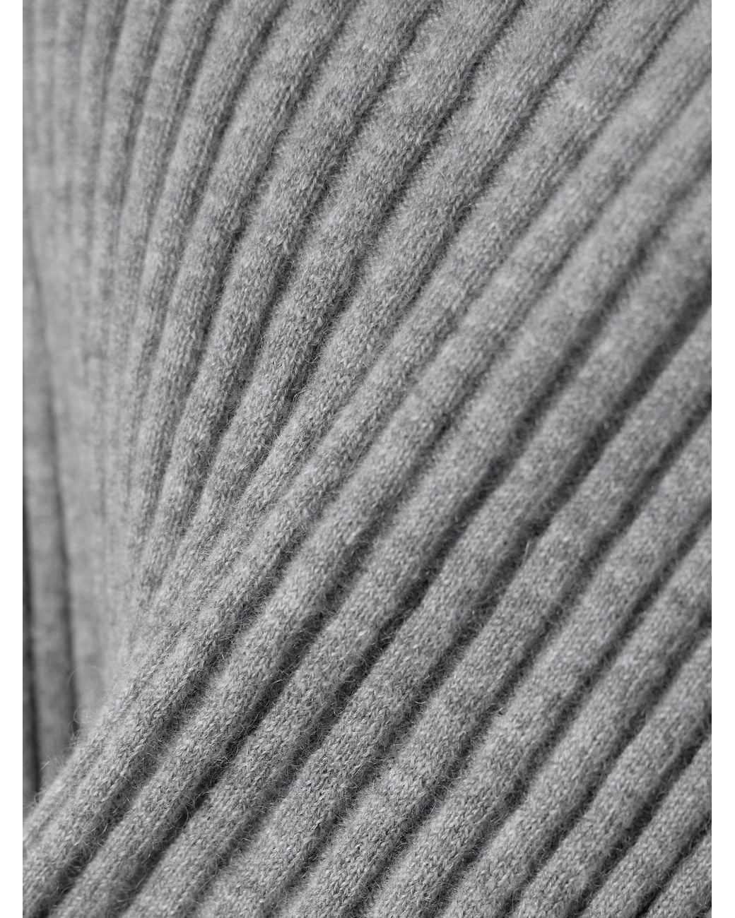 The Elder Statesman Gray Ribbed Cashmere Short-Sleeved Knit Sweater