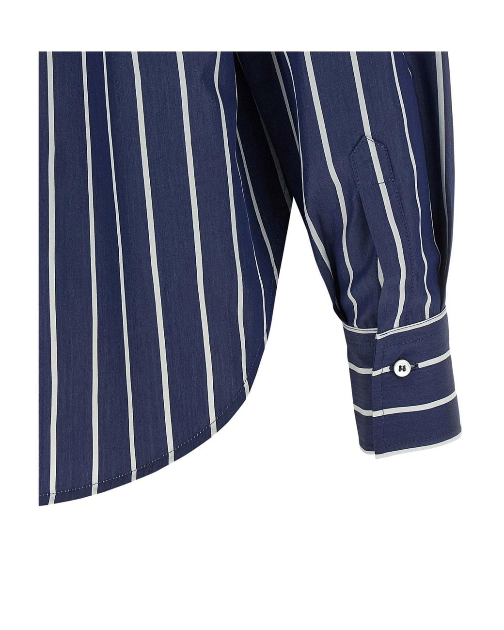 Brunello Cucinelli Blue Striped Button-Up Shirt