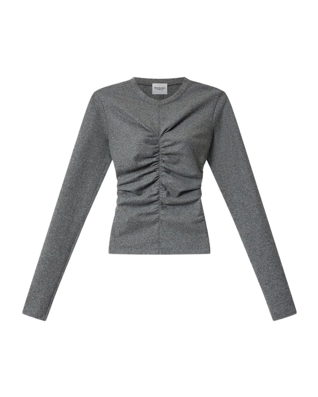 Isabel Marant Gray Isabel Marant Étoile Delesa Ruched Jersey Top