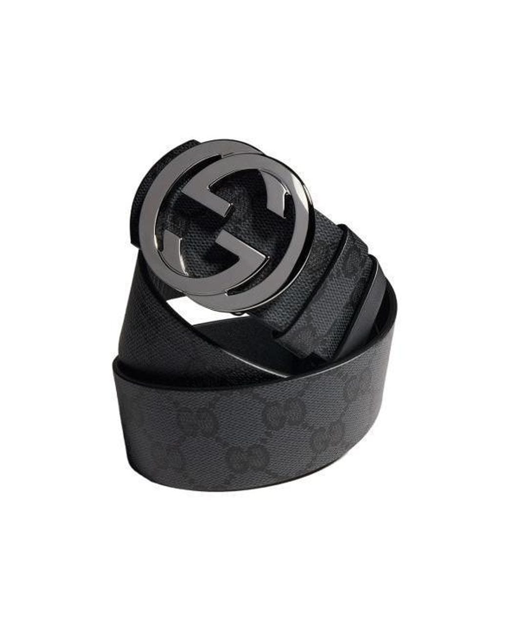 Gucci Black Reversible Belt With Interlocking G Buckle for men
