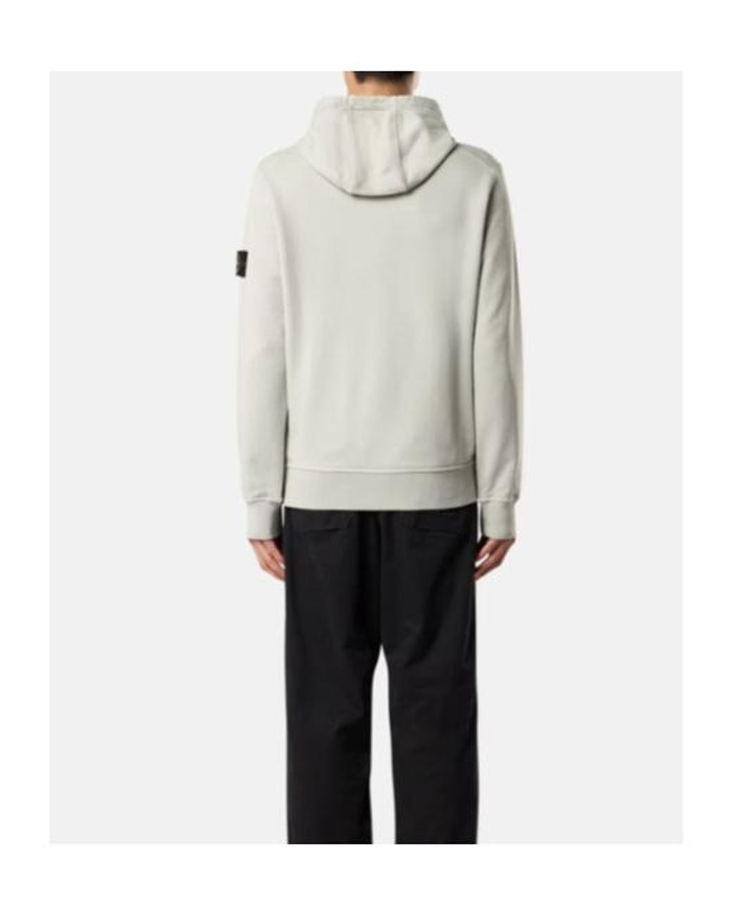 Stone Island White Logo Patch Drawstring Hoodie for men