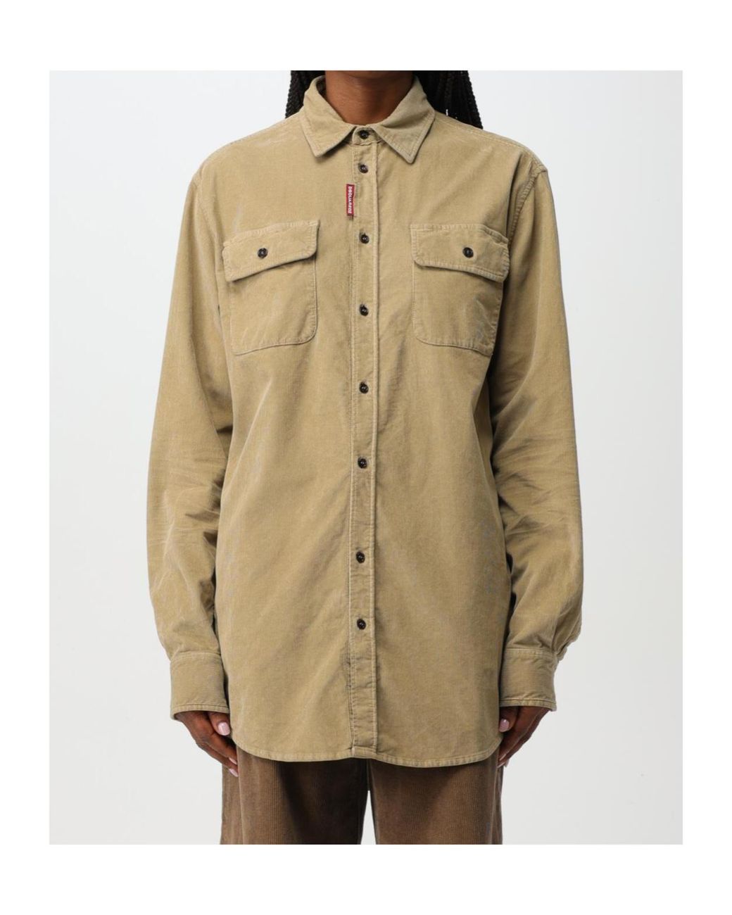 DSquared² Natural Corduroy Chest-Pocket Shirt