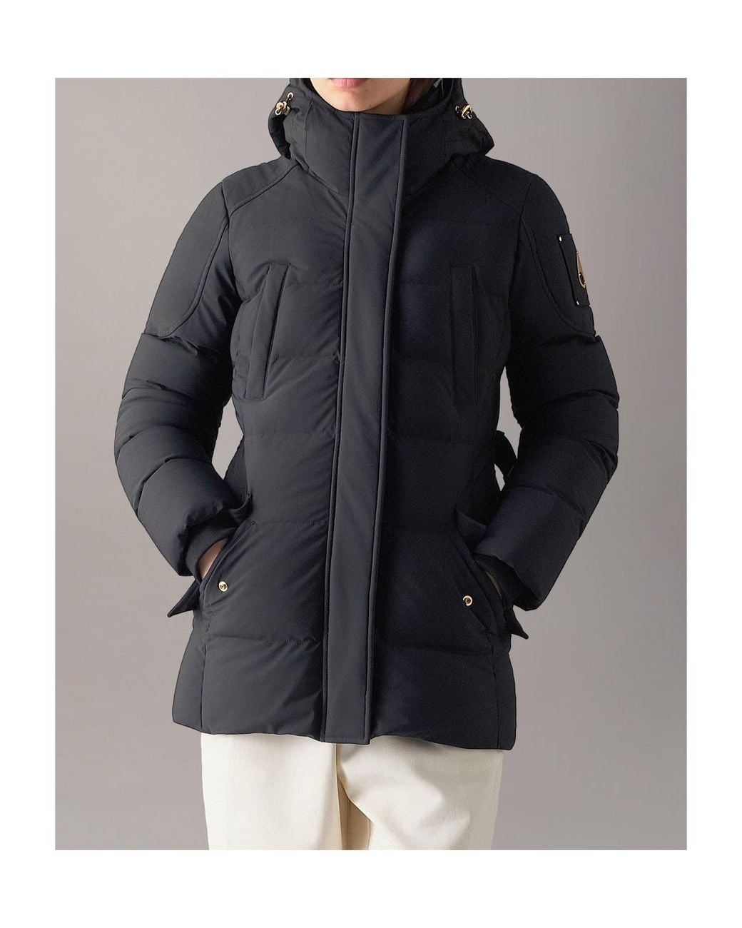 Moose Knuckles Black 3Q Belted Hooded Down Jacket