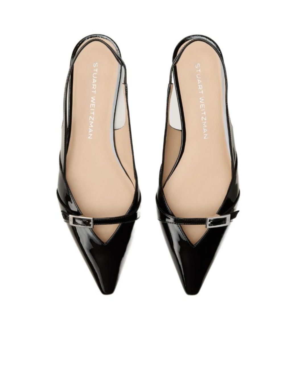 Stuart Weitzman Black Pointed-Toe Flat Sandals