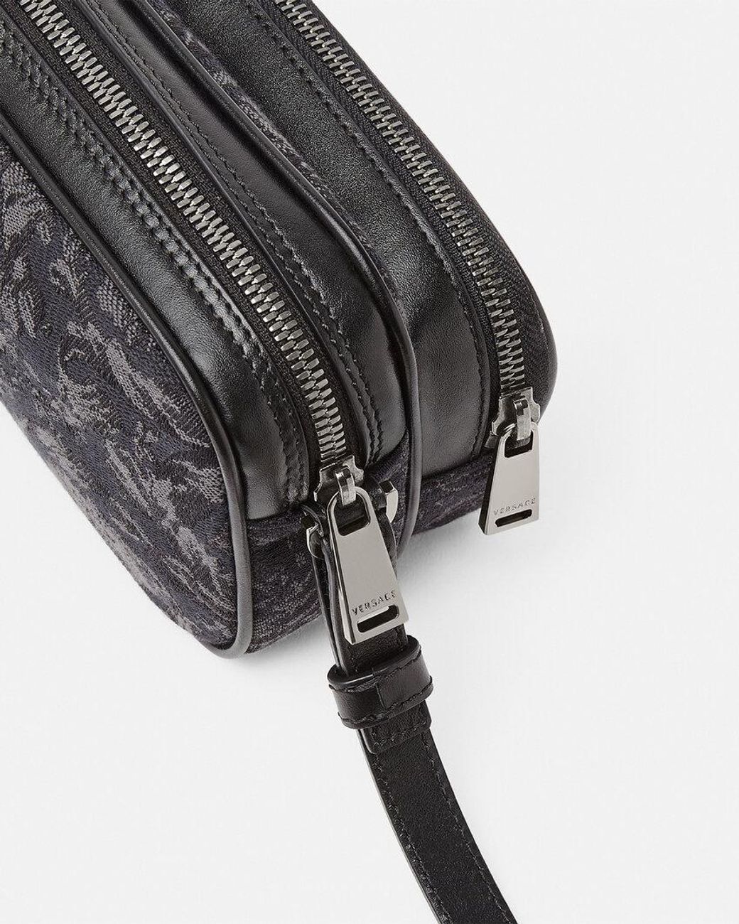 Versace Gray Barocco Athena Zip-Up Messenger Bag for men