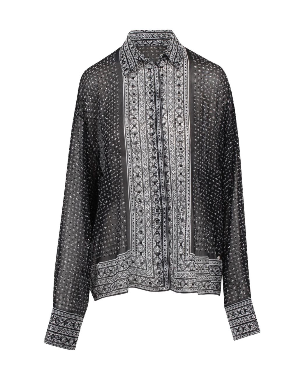 Ermanno Scervino Gray Patterned Sheer Shirt