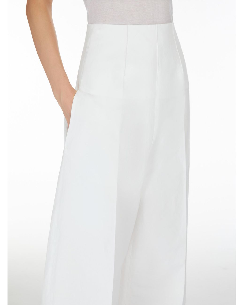 Sportmax White High Waist Straight Leg Trousers