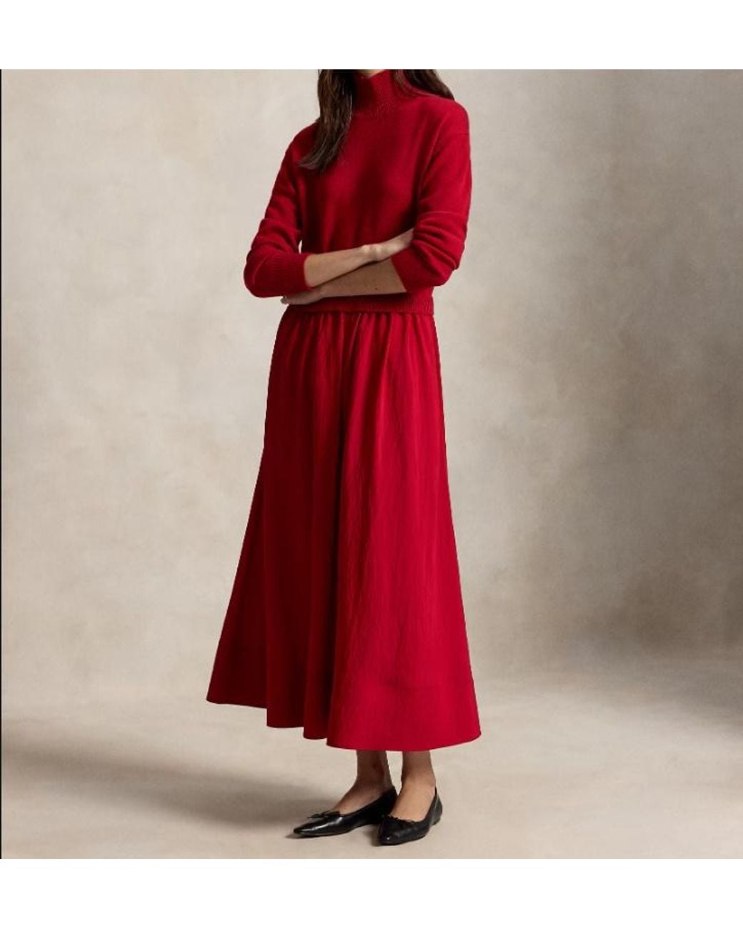 Polo Ralph Lauren Red Knitted High Neck Dress