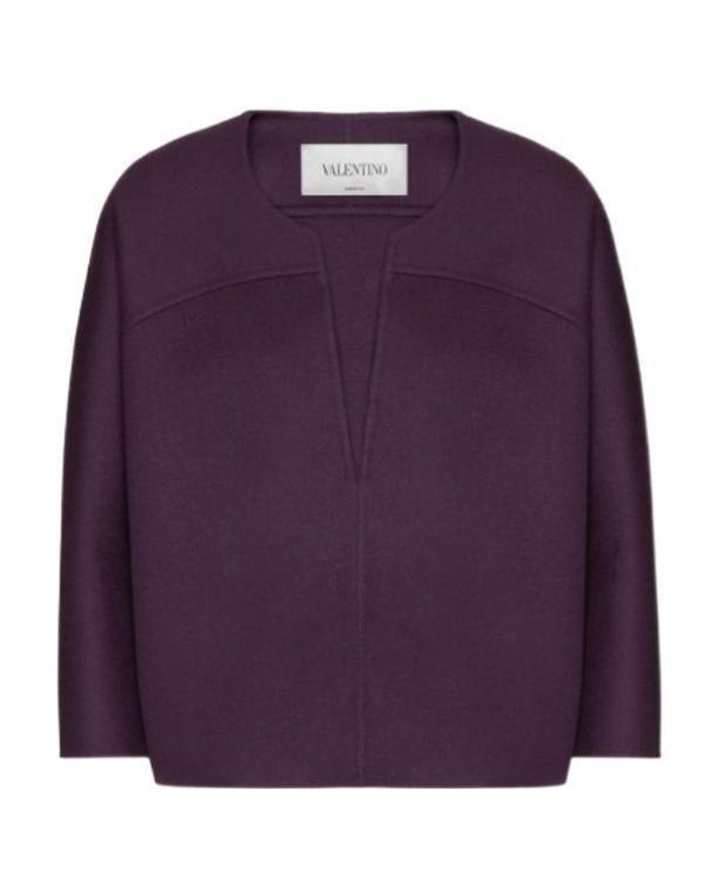 Valentino Purple V-Neck Cropped-Sleeve Knitted Top