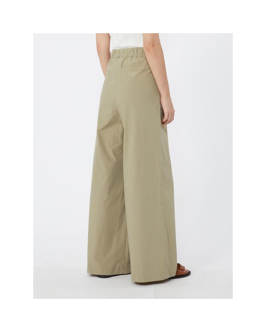Weekend by Maxmara Natural Benda Pleated Wide-Leg Pants