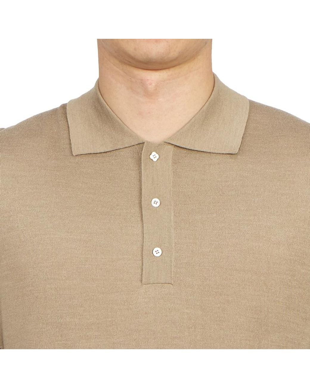 Lardini Natural Long-Sleeve Knitted Polo Shirt for men