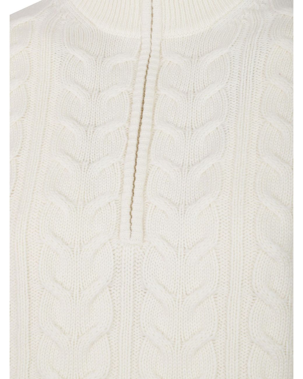 Max Mara White Libero Zip Detailed High Neck Jumper