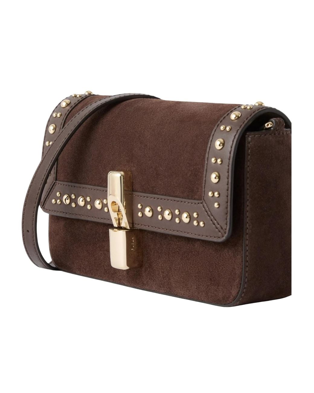 Furla Brown Studded Flap Shoulder Bag
