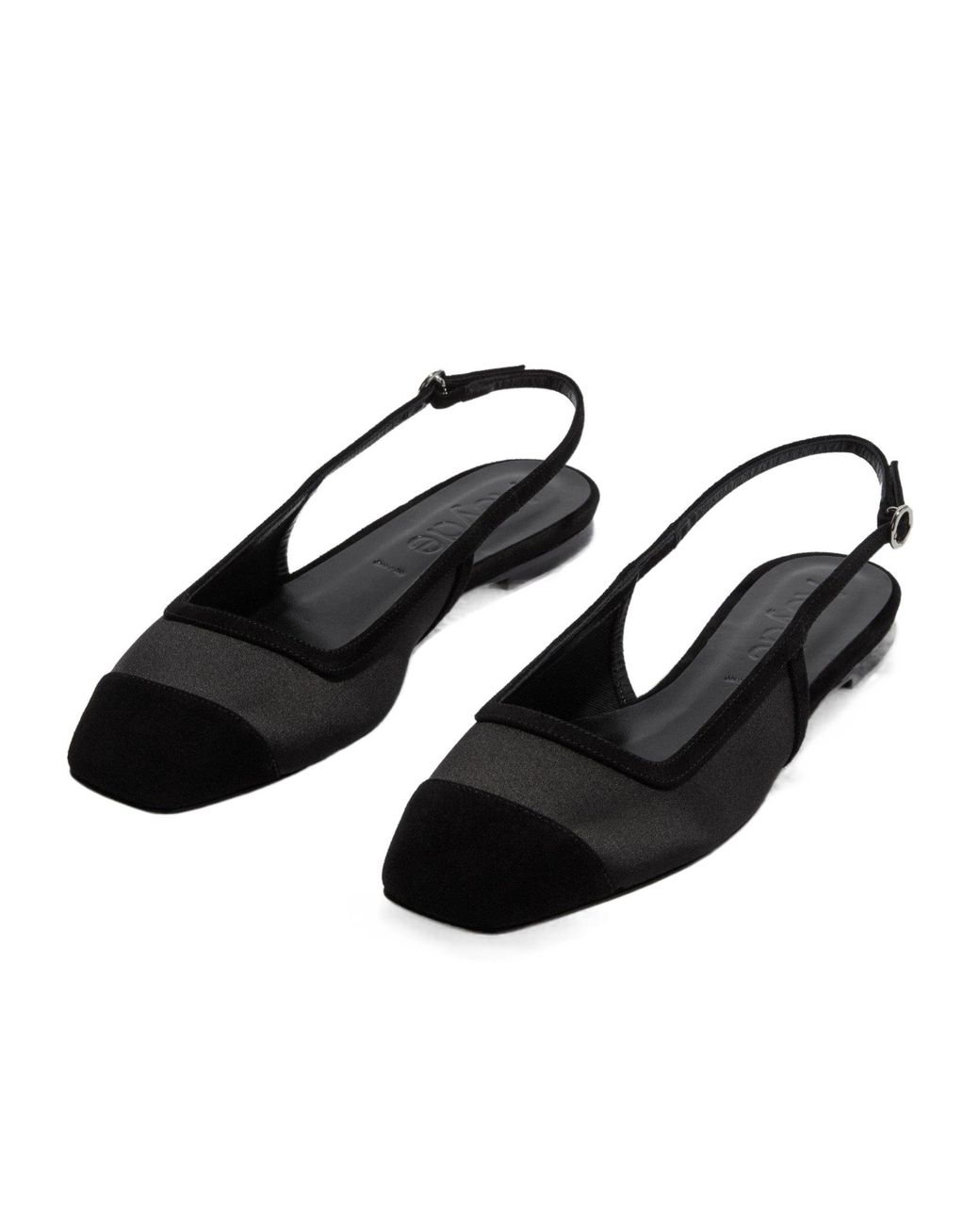 Aeyde Black Mesh Square-Toe Slingback Flats
