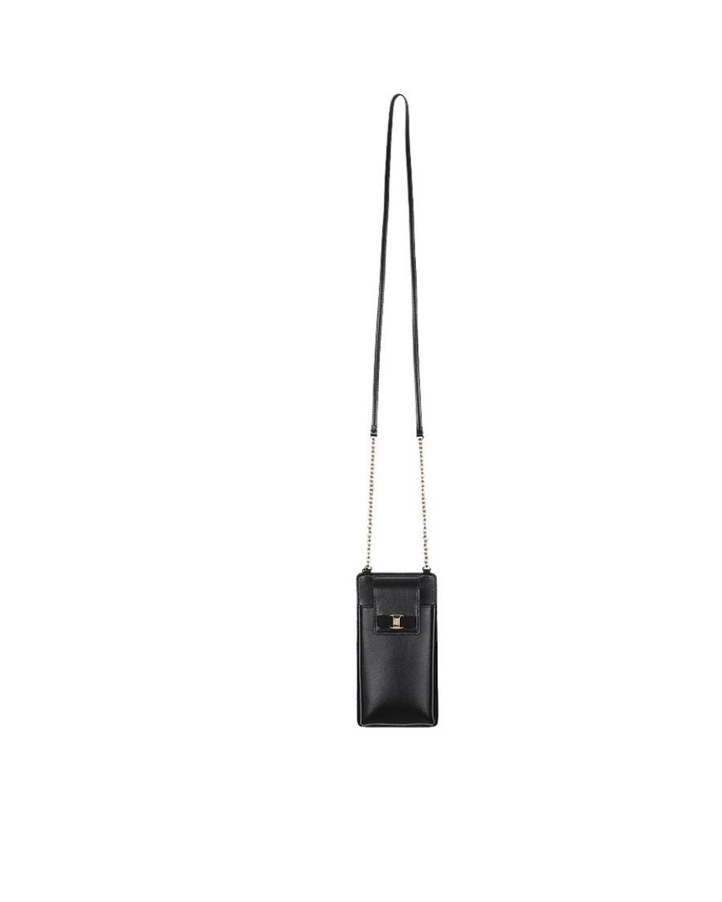 Ferragamo Black Bow Tie Mobile Phone Bag