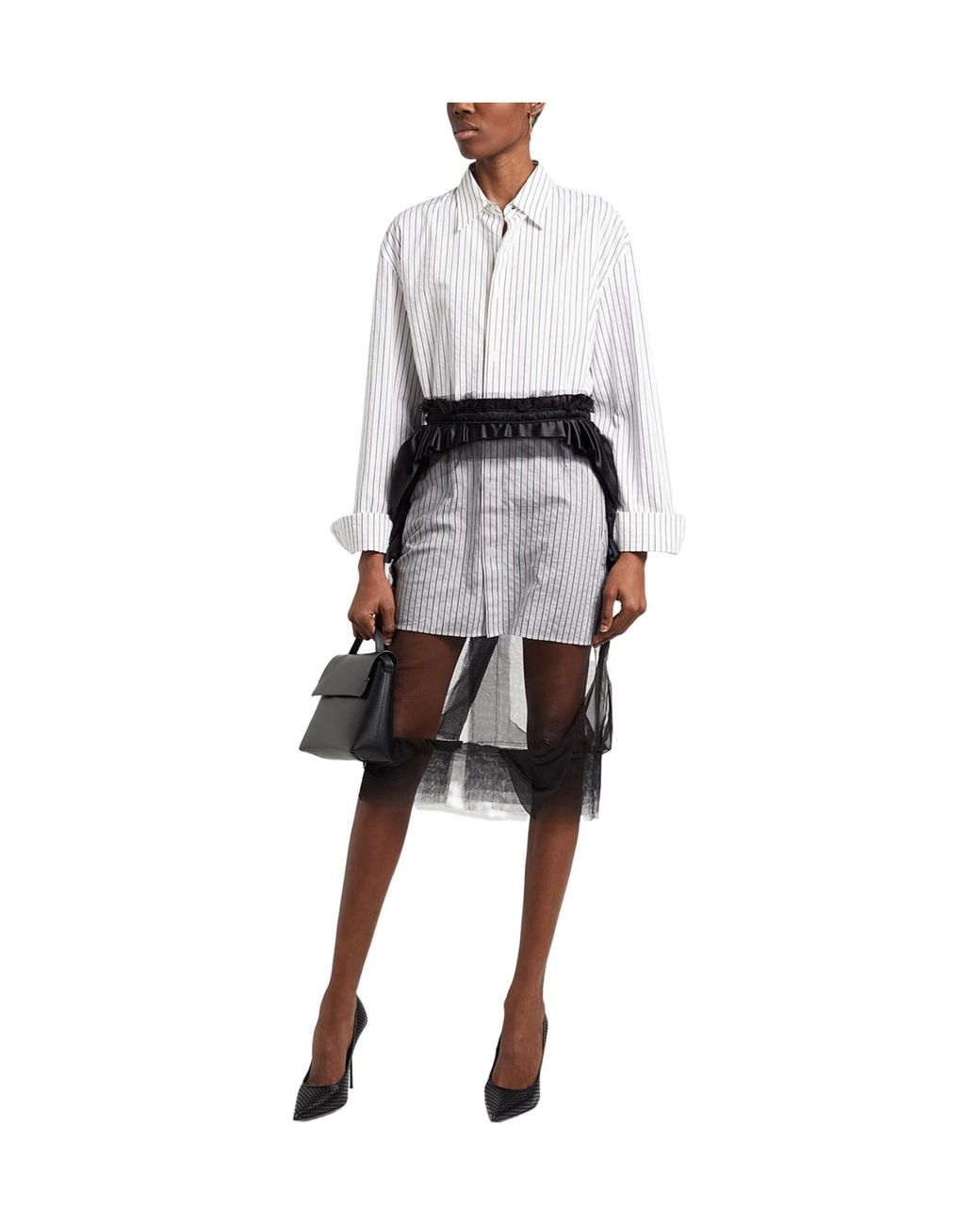 Maison Margiela Black Midi Skirt Polyamide, Cotton, Silk
