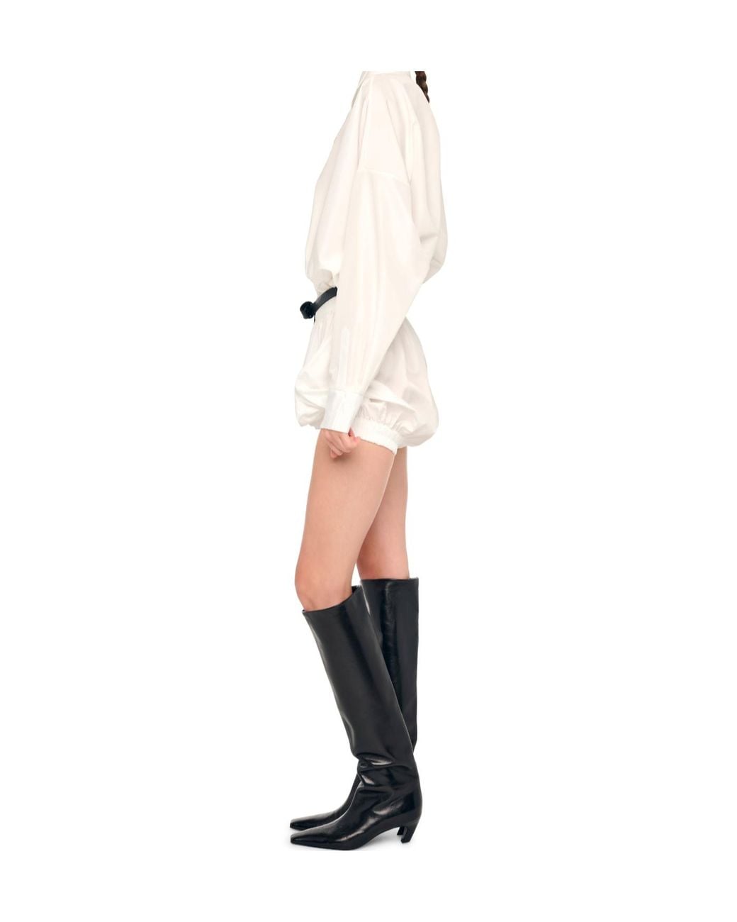 Norma Kamali White Peasant Puff Shorts