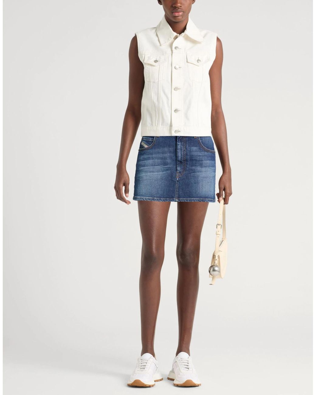 DIESEL Blue Dark Denim Midi Skirt
