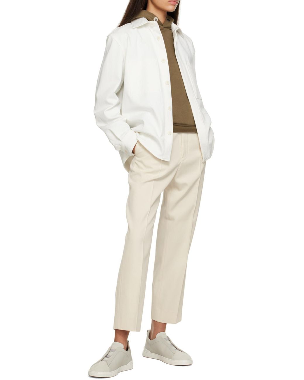 Zegna White Buttoned Long-Sleeved Shirt for men
