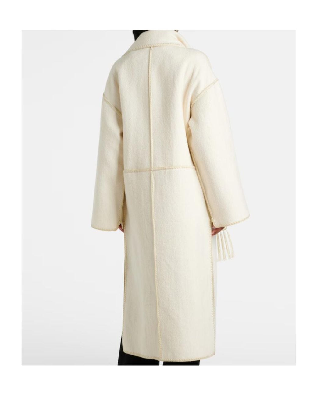 Totême  White Fringed Scarf Coat