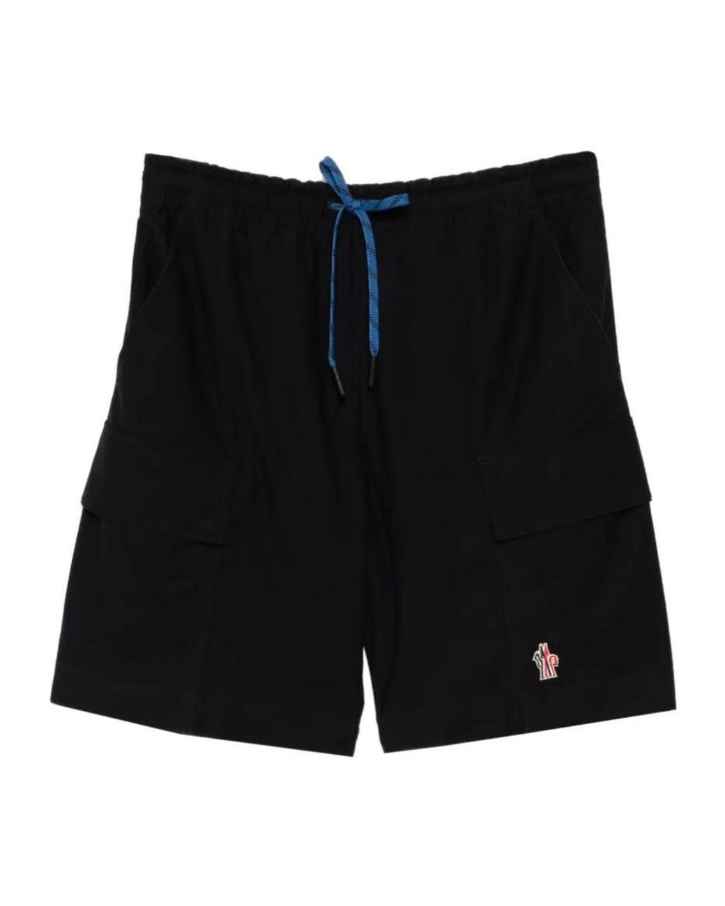 Moncler Blue Cotton Gabardine Cargo Shorts for men