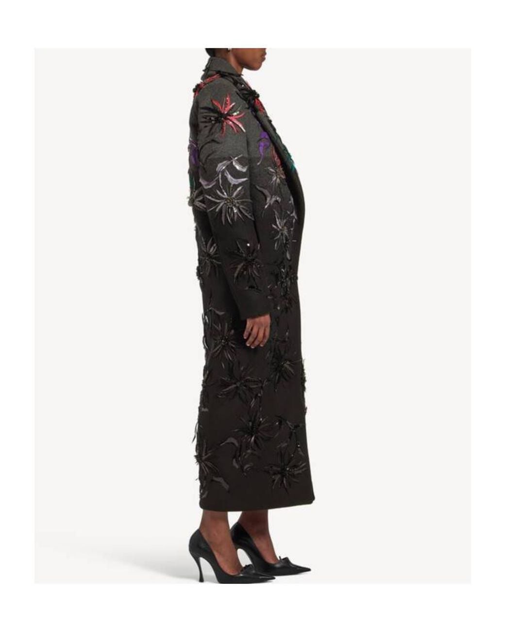 Balenciaga Black Spotlight Flowers Maxi Coat