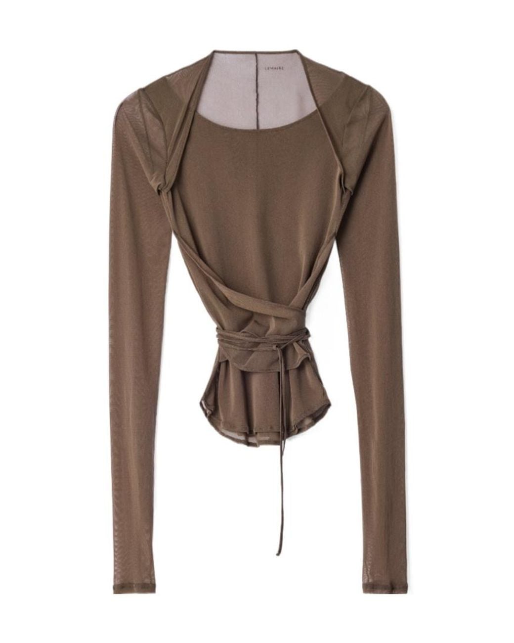 Lemaire Brown Tie-Waist Long-Sleeved Top