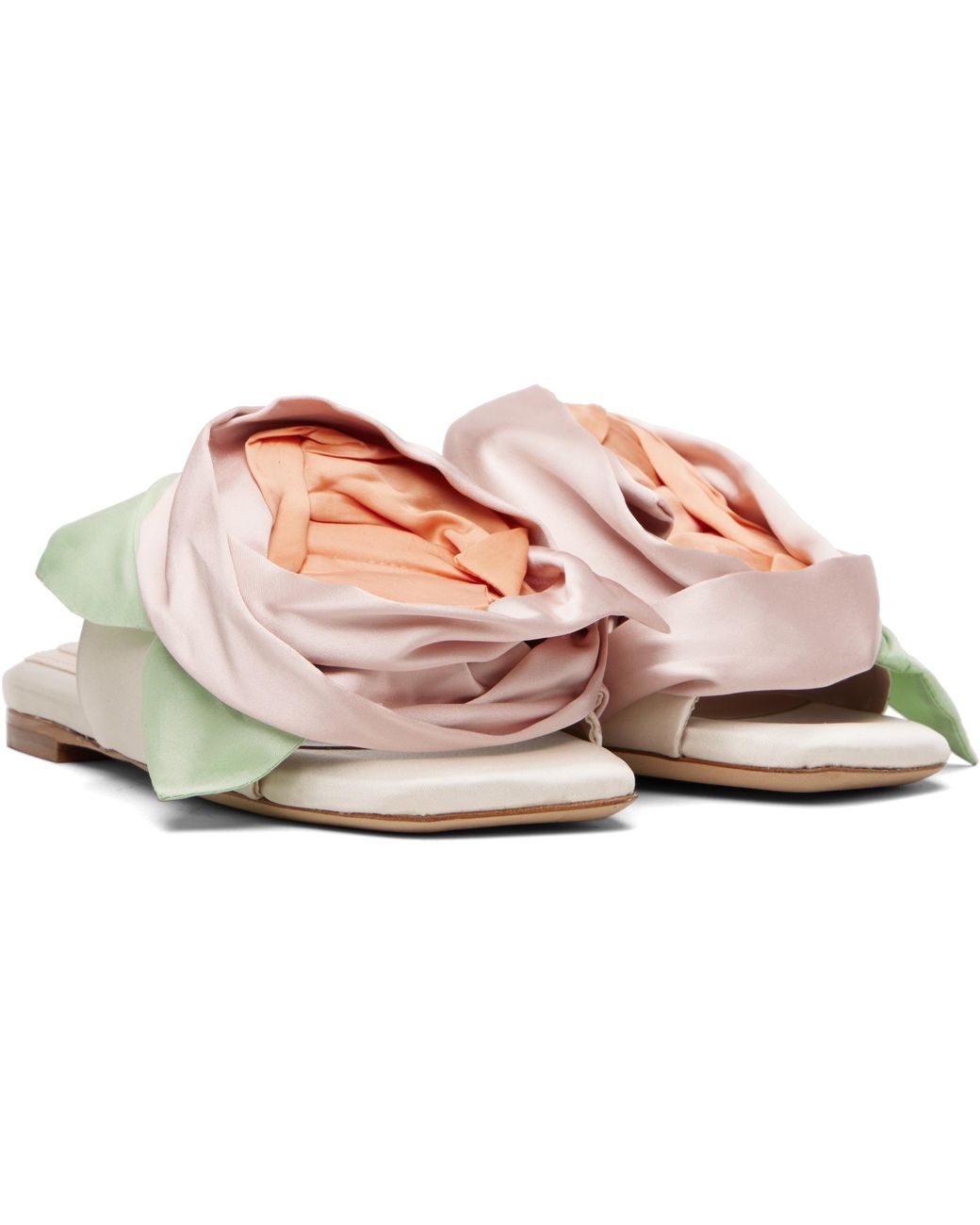 Simone Rocha White Floral Appliqué Slippers