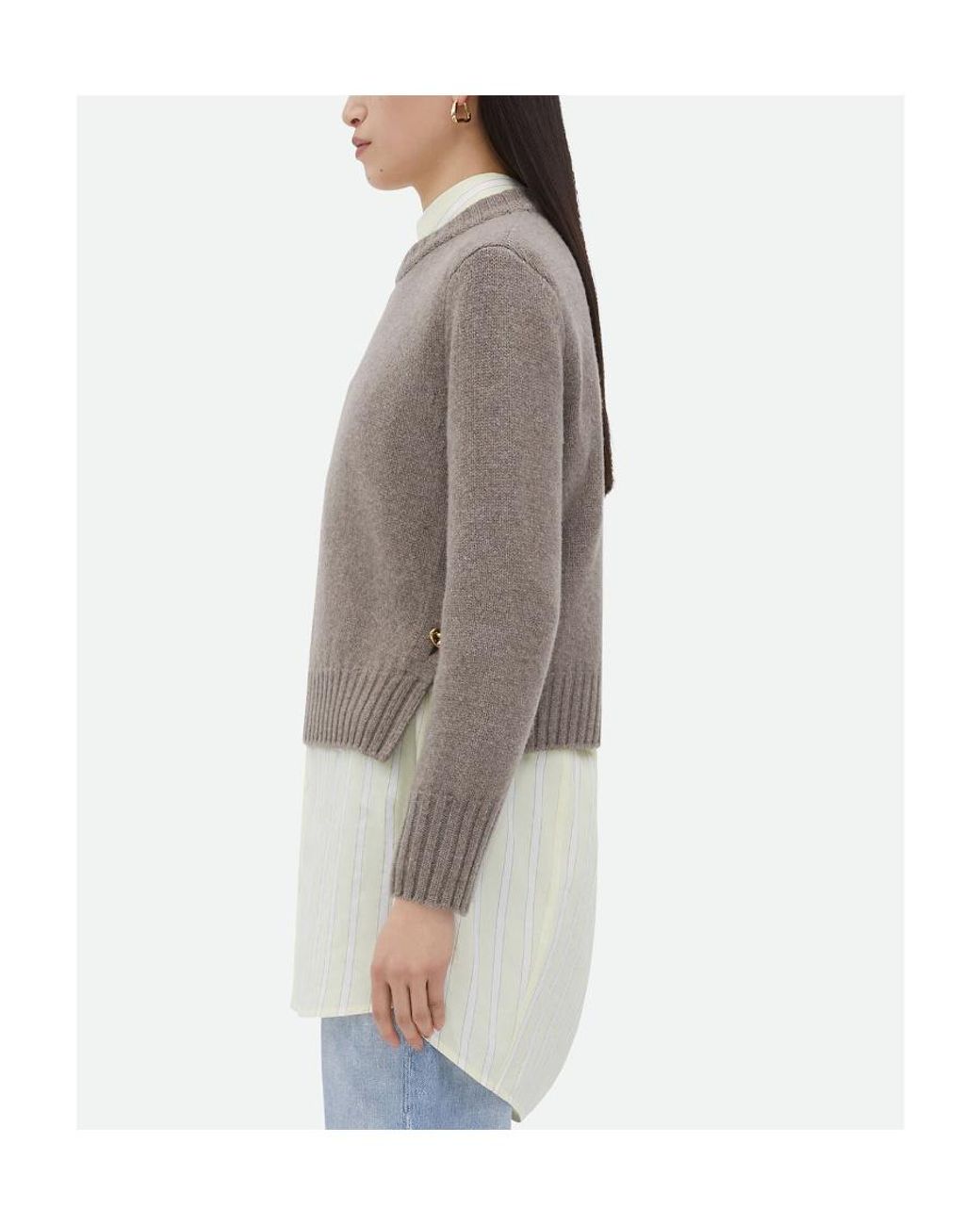 Bottega Veneta Gray Knot Button Regular Fit Jumper