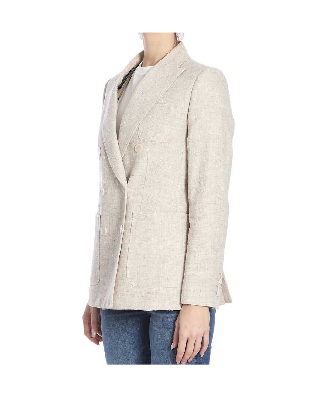 Max Mara Natural Targa Double-Breasted Long-Sleeved Jacket