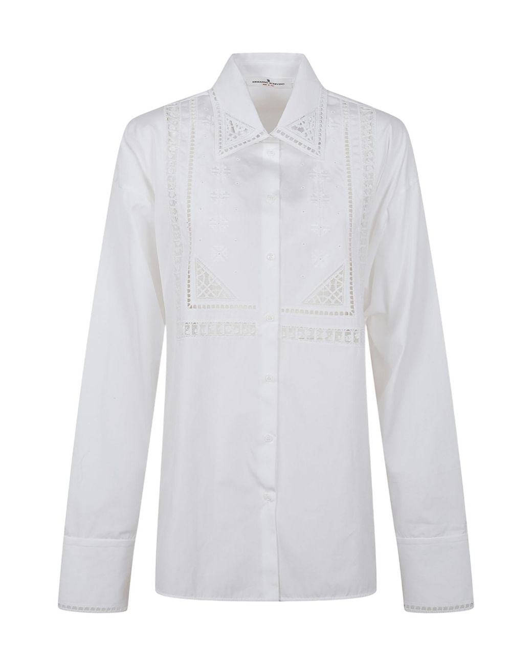 Ermanno Scervino White Embroidered Button-Up Shirt