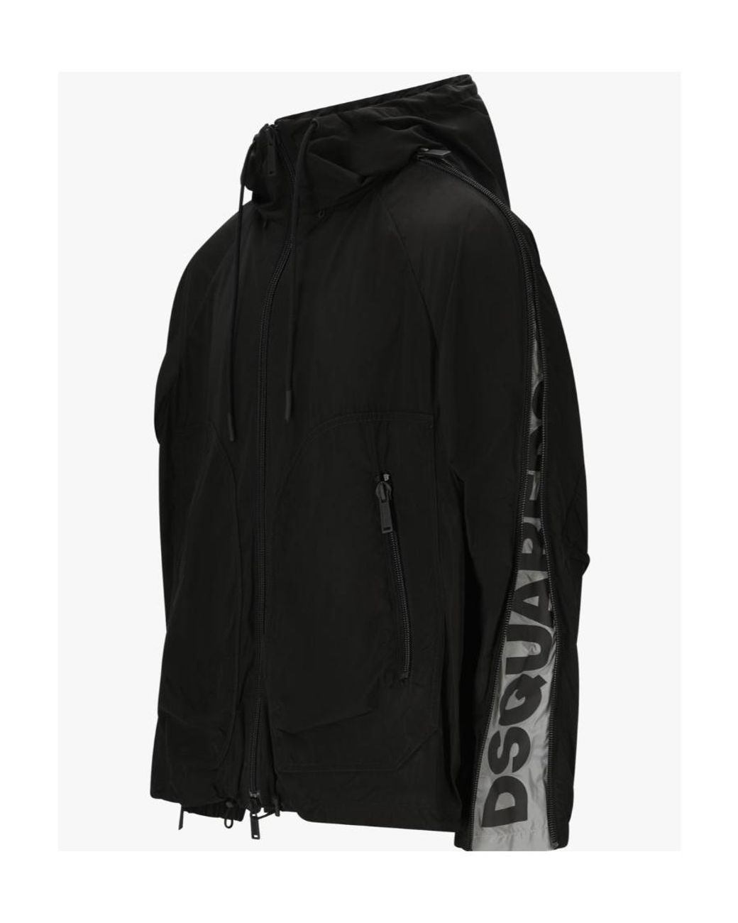 DSquared² Black Zipped-Sleeves Hooded Jacket for men