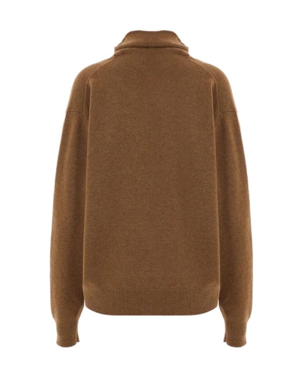 Plan C Brown Long-Sleeved Scarf Collar Knitted Shirt