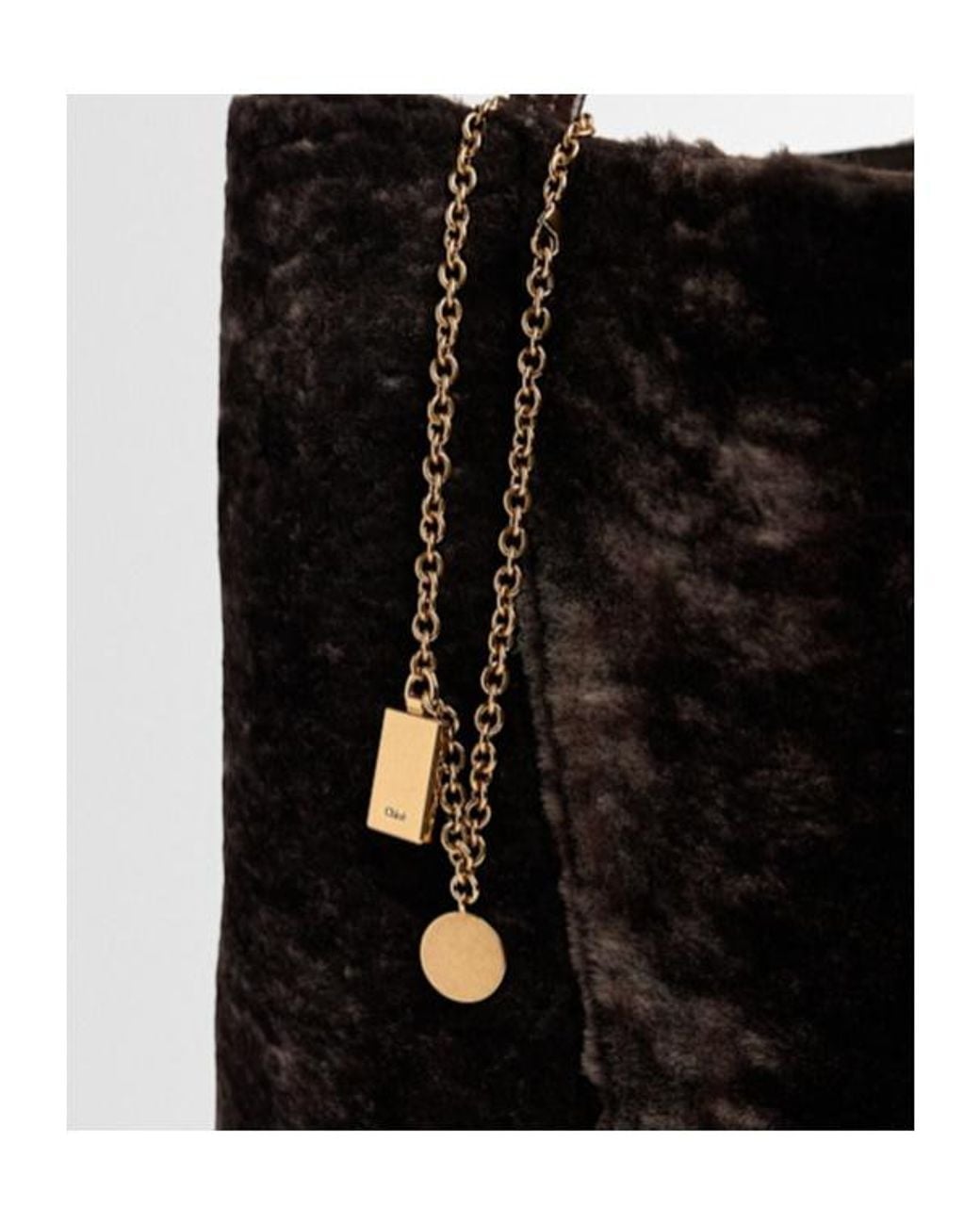 Chloé Black Large Spin Faux Fur Tote Bag