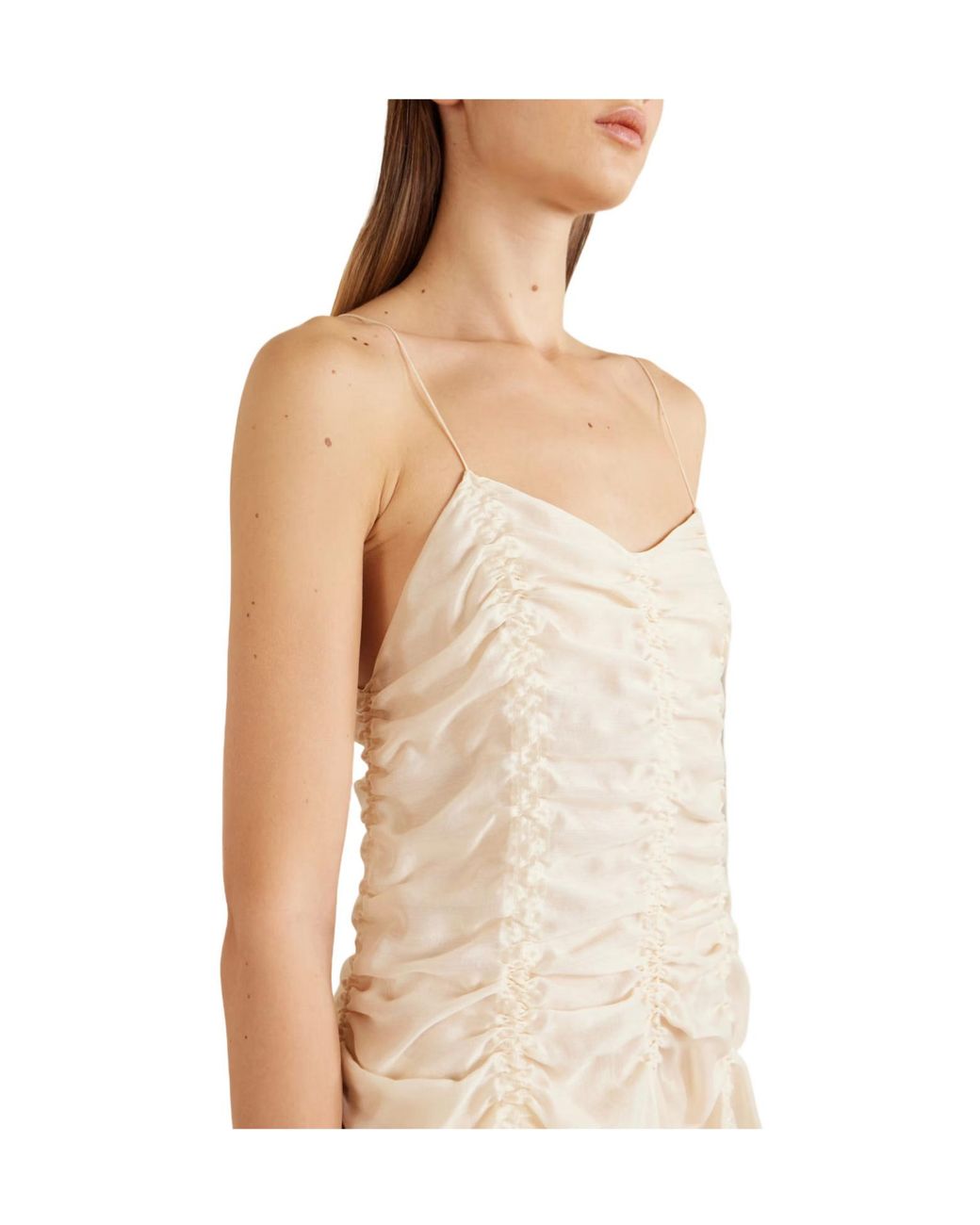 Khaite White Ruched Silk-Blend Midi Dress