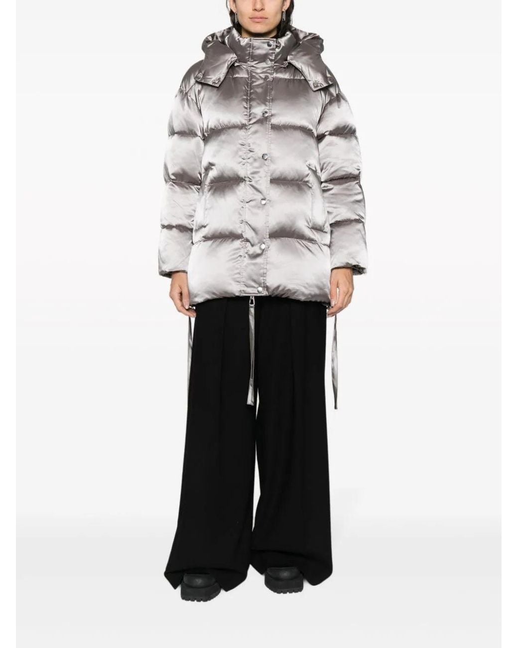P.A.R.O.S.H. Gray Satin-Finish Padded Coat