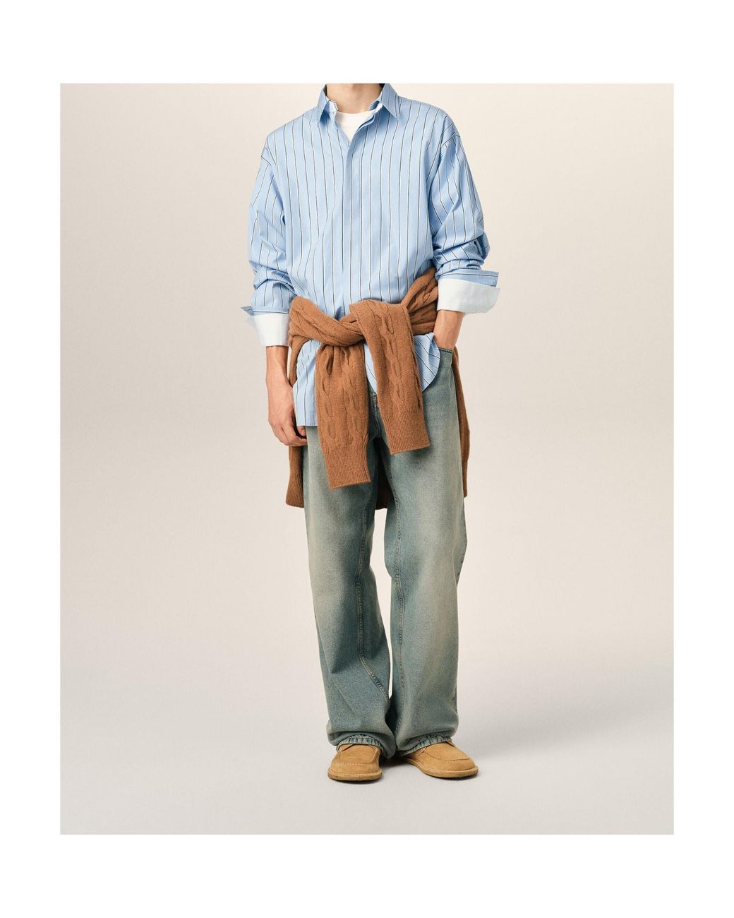AMI Blue Ami Oversized Striped Shirt for men