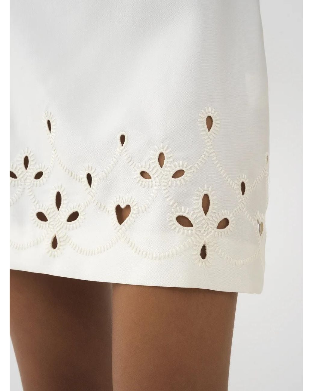 Chloé White Chloé Embroidered A-Line Mini Skirt