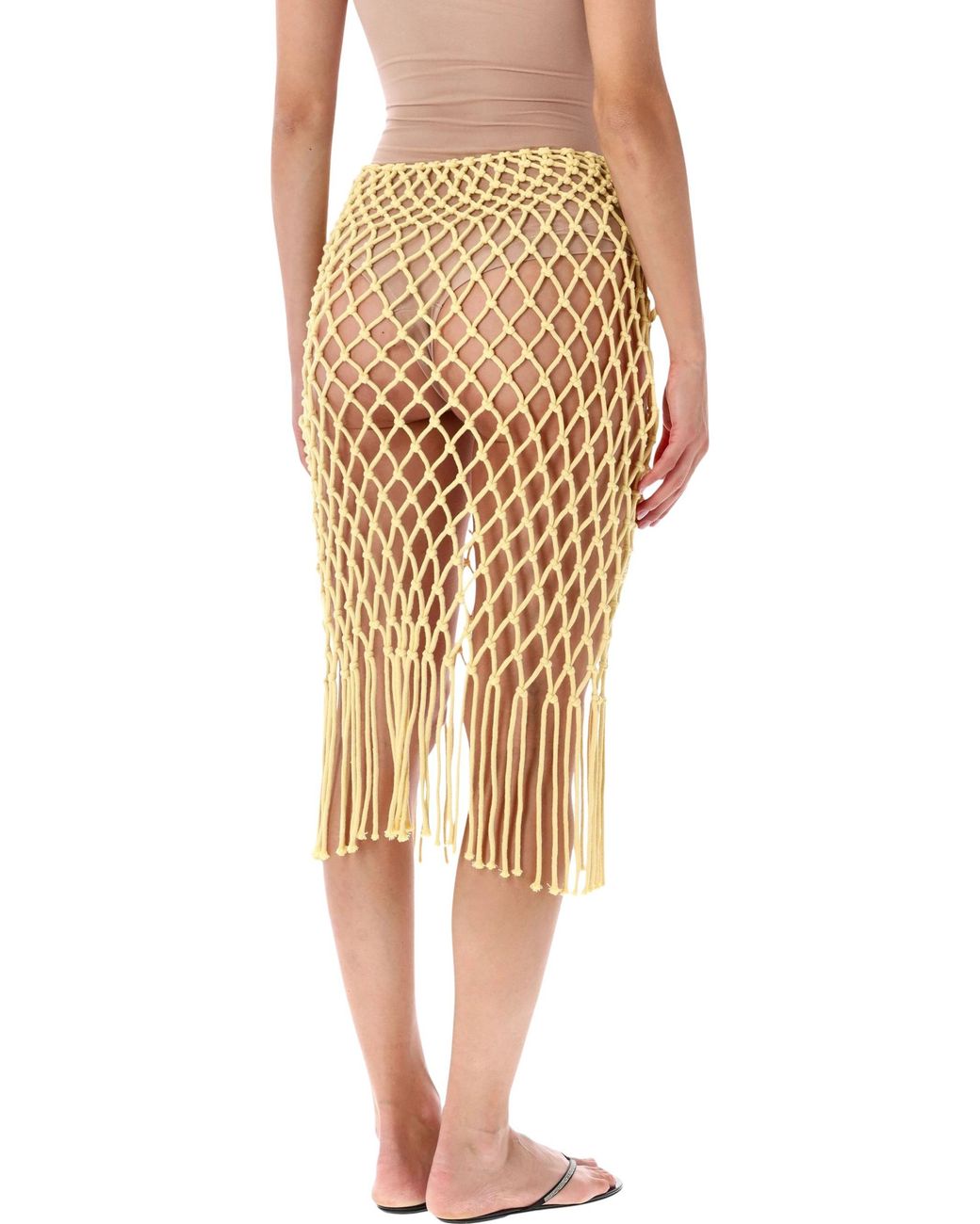 Frankie Shop Natural Woven Skirt With Fringe